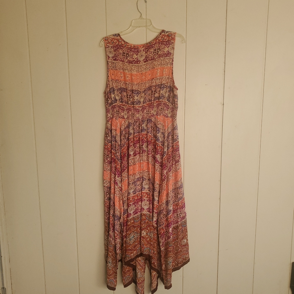 BILA India Floral Flowy Maxi Dress Asymmetrical Hem Size XL Fairycore Romantic - Picture 13 of 13